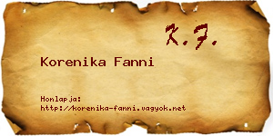 Korenika Fanni névjegykártya